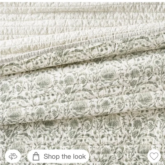 Studio McGee Decorated Border Cotton Slub Print Quilt , Light Teal Green - Picture 10 of 16